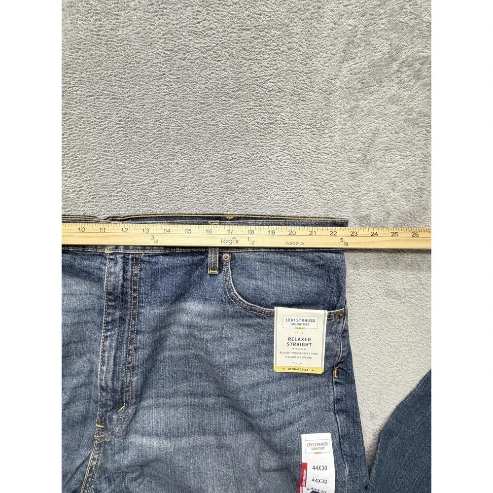 Levi Strauss Signature Relaxed Straight Jeans‎ Mens 44x30 Blue Medium Wash
